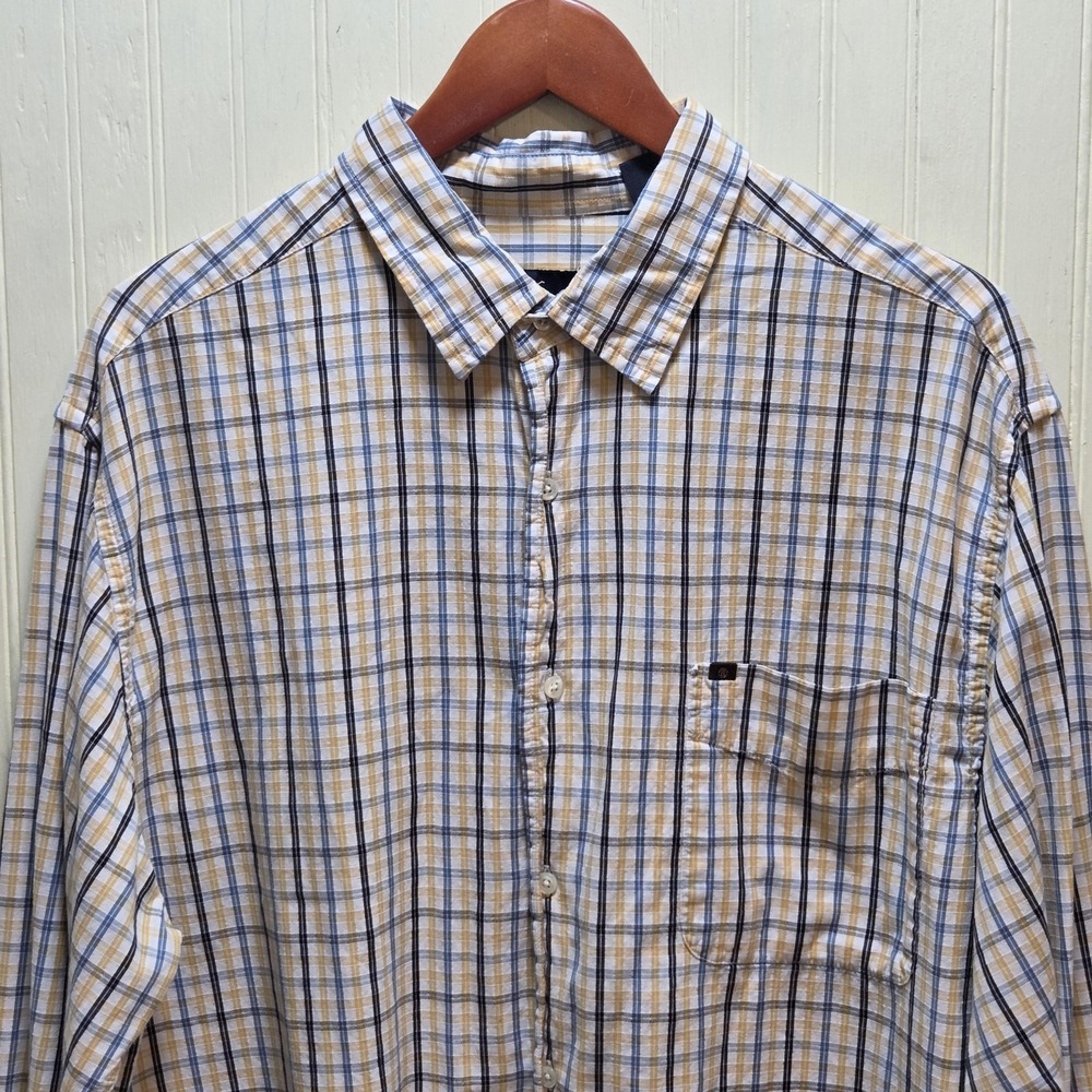 Nautica Shirt Mens XL Multicolor Plaid Long Sleeve Button Front Cotton Casual
